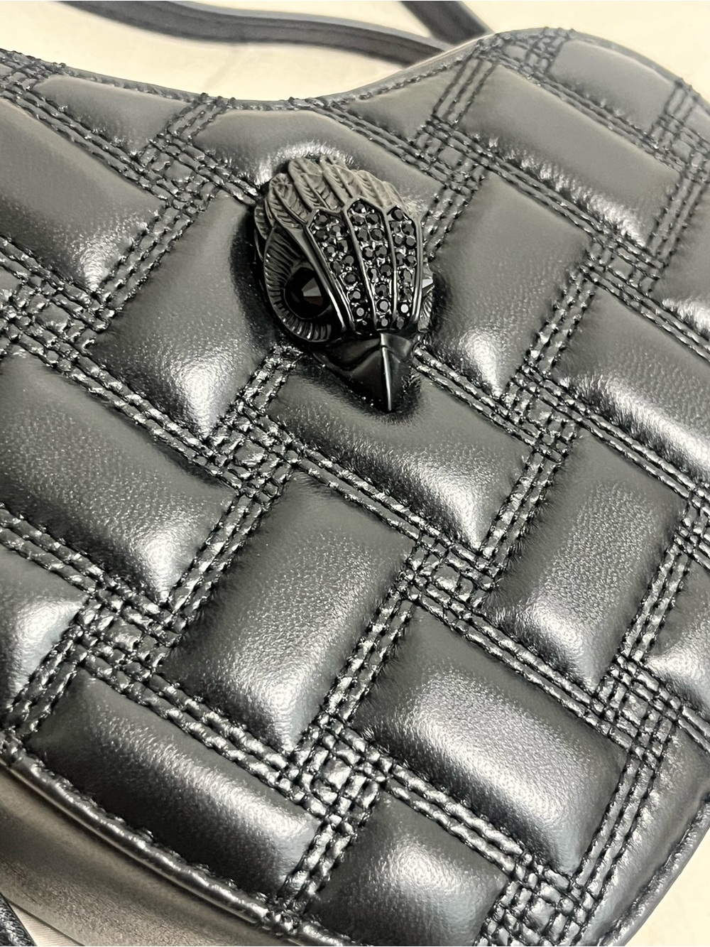 Kurt Geiger Kensington Black Quilted Heart Crossbody Bag - Picture 12 of 14